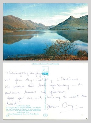 Alte Postkarte - Loch Leven Argyll zeigt den Pap von Glencoe UNBESPIELT