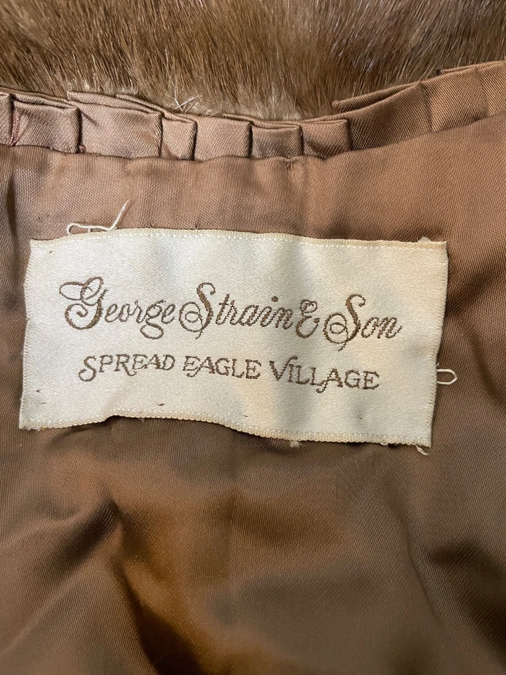 Visón genuino vintage de los años 50 con chaqueta de piel a rayas verticales M/L marrón de colección Foto 4 de 4