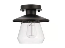 HB Northmoore 1-Light Oil Rubbed Bronze and Glass Vintage Semi-Flush Mount