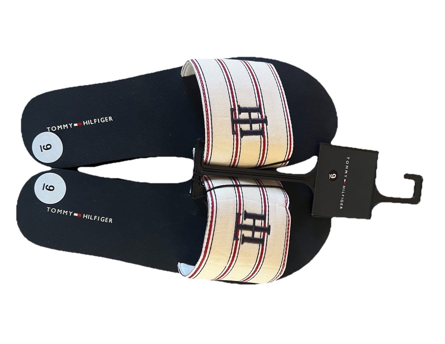Tommy Hilfiger Women’s Slide Platform Striped Sandals Y2K Adelinn NEW - 9