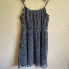 Loft Blue & White Flowy Spaghetti Strap Lined Dress Size M