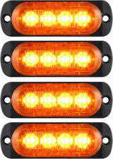 Pack of 4 Aluminum Housing Amber LED Clearance Lamp Trailer Side Marker Light