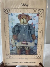 VTG Homespun At Heart Sewing Pattern ‘Abby’ Dressed Bear Doll 12.5” Tall