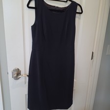 TALBOTS Women's Solid Blue Sleeveless Zipper Back Scoop Neck Midi Dress Size 4
