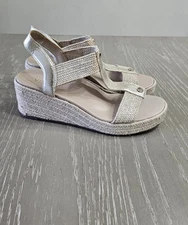 Vionic Calera Sandals Womens Size 9 Wide Gold Wedge Espadrille Slingback Jute