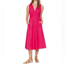 XIRENA CYRA COTTON RUCHED EMPIRE WAIST SLEEVELESS DRESS TULIP MEDIUM NWOT