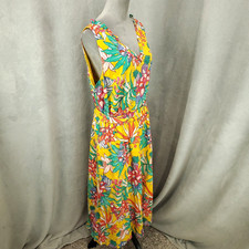 Talbots Sleeveless Dress Womens 16 Pineapples Allover Tropical Long Midi