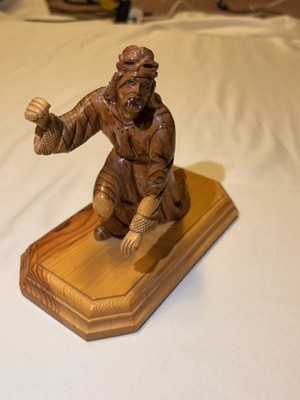 Hand Carved Jesus Holyland Olive Wood Jesus Bethlehem Holy Figure Hand Polished
