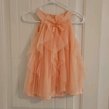 Bonnie Jean Girls 4T Peach A-Line Tulle Layers Dress Sequined Bow Easter Dress