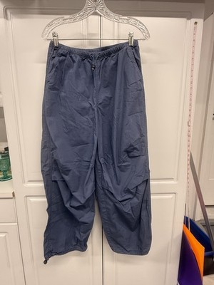 H&M Divided Womens Blue Parachute Elastic Waist Pants Streetwear Medium Pockets