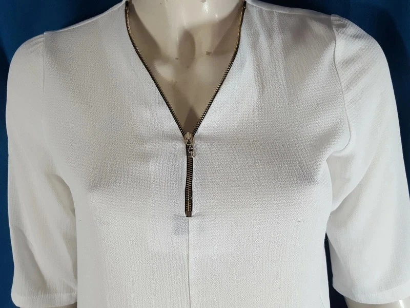 Double Jeu Taille 36 tunique blouse haut top tee shirt manches courtes blanc - Photo 2/4