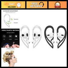 2 Pairs Adjustable Ear Hooks for AirPods 3, Pro, 2, 1 - Transparent Black Acce