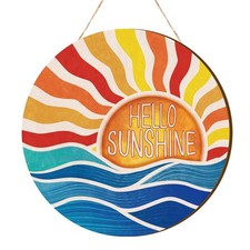 Summer Decor Wreaths for Front Door Hello Sunshine Summer Door Hanger Rustic ...