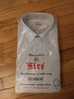 Sire Vintage 1960's Tetrolene Men's Light Blue White Dress Shirt NOS 15 1/2-32