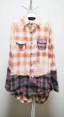 Used 2018 AW 14th Addiction Bleached Layered Check Shirt Tops Size 3 Very Rare