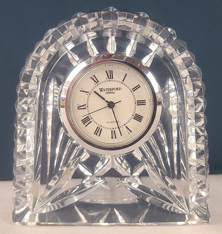 Waterford Crystal Arch Clock With Roman Numerals Elegant Cut Glass Design