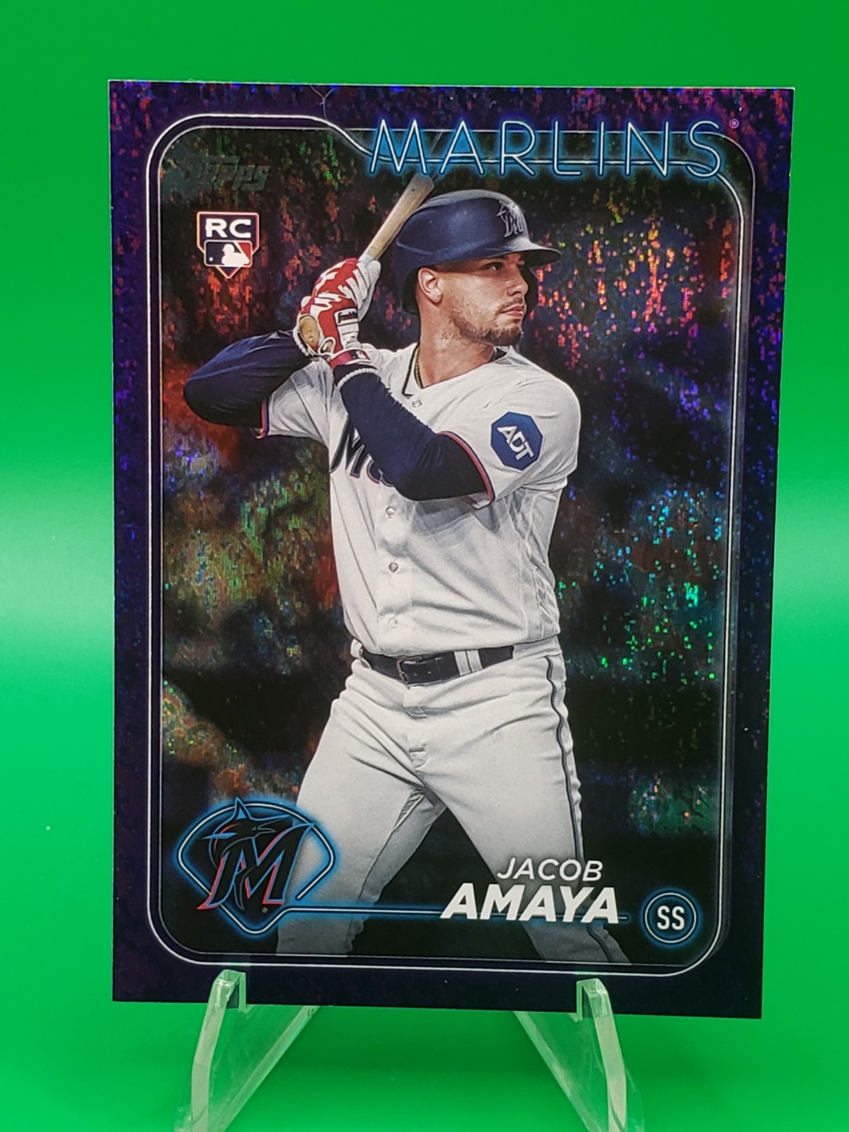 Jacob Amaya 2024 Topps Purple Foil #'d 522/799 #144 Marlins RC Rookie