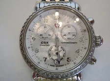 Michele CSX Diamond Bezel Stainless Steel Chronograph Watch, 36mm • MW03M01A1025