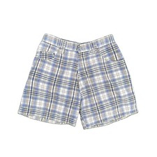 90s VTG Cotton Denim Blue White Plaid High Waist Shorts Womens 29 M Cottage