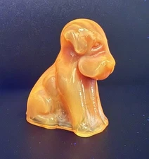 Vintage Degenhart Glass Pooch Dog Figurine - Orange "Tangerine" #13 - 1976 GLOWS