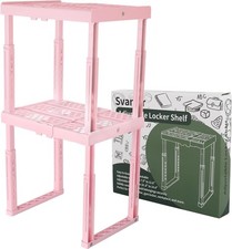 Locker Shelf Adjustable Height Width Organizer School Gym Pink Pack of 2