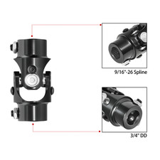New U Joint 916-26 Spline X 34 Dd Black Single Universal Steering Shaft