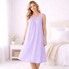 Lorraine Lavender Nightgown Size L Sleeveless VTG Nylon Cottagecore Sleep Dress