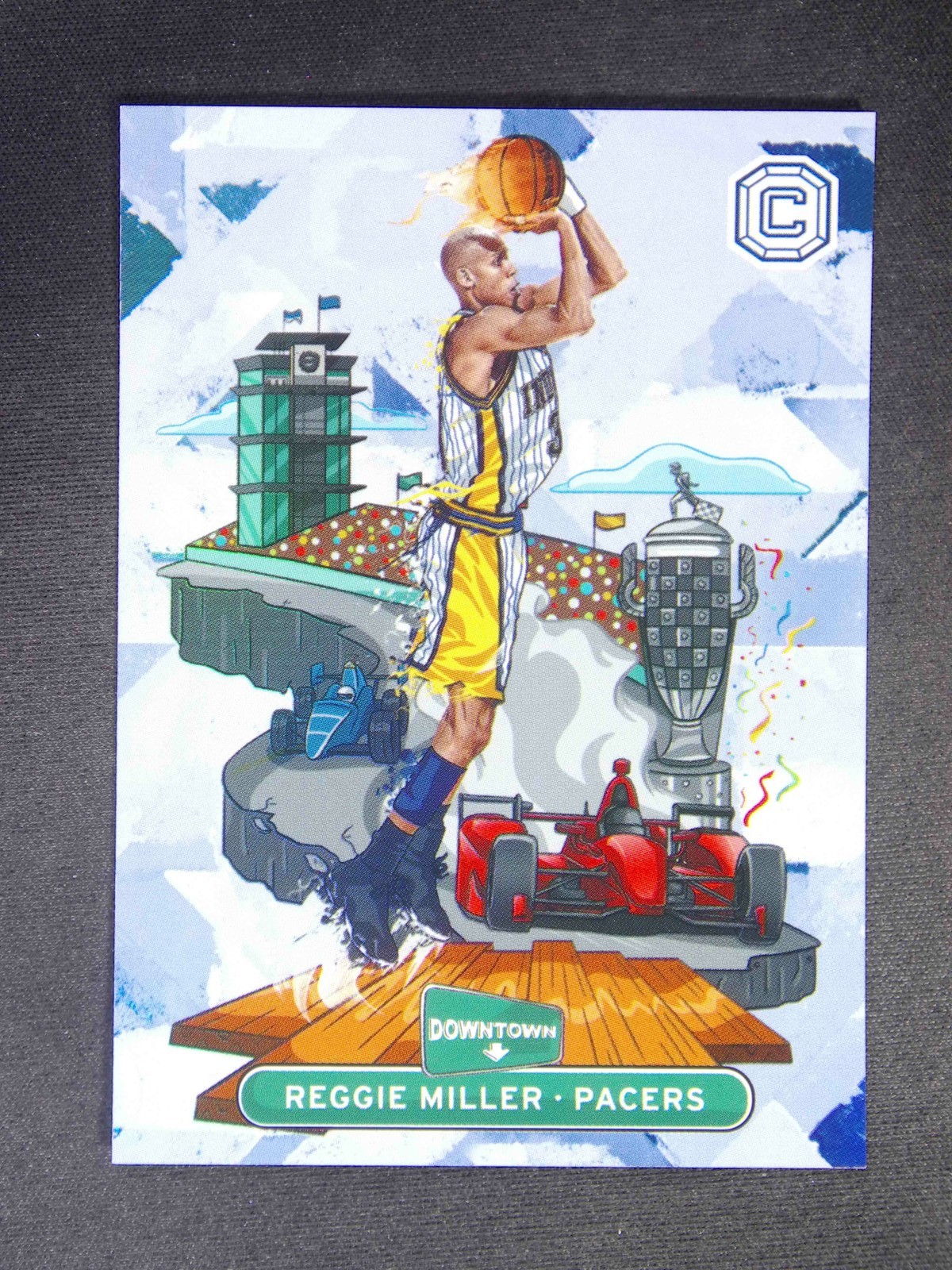 2017-18 Panini Cornerstones Reggie Miller Downtown Case Hit SSP