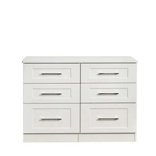 Ready Assembled York 6 Drawer Wide Chest White Ash