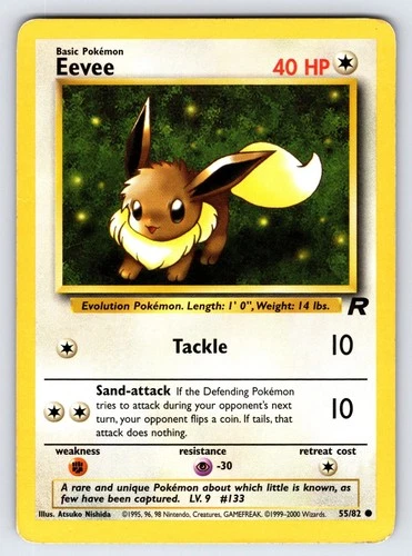 Eevee 55/82 2000 Team Rocket Set Pokemon Card TCG Vintage WOTC Common - Lp