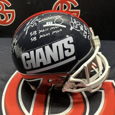 Manning, Anderson, Simms Signed NY Giants Authentic Helmet Inscribed Fanatics