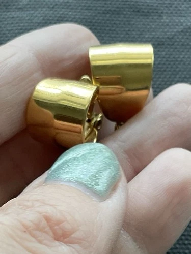 Vintage Signed Monet Gold Tone Hoop Earrings Estate Costume Jewelry