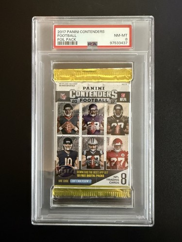 2017 Panini Contenders Football Sealed Foil Pack PSA 8 Pat Mahomes Rookie Year!