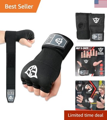 Durable Black Gel Inner Gloves with Hook & Loop Closure for Boxing & Muay Thai