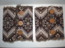 Muk Luks Knit Boot Covers Leg Warmers Faux Fur Winter Reversible Brown Beige