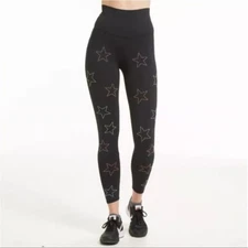 Beach Riot x Soul Cycle Multi Colored Star Embellished Black Leggings XS