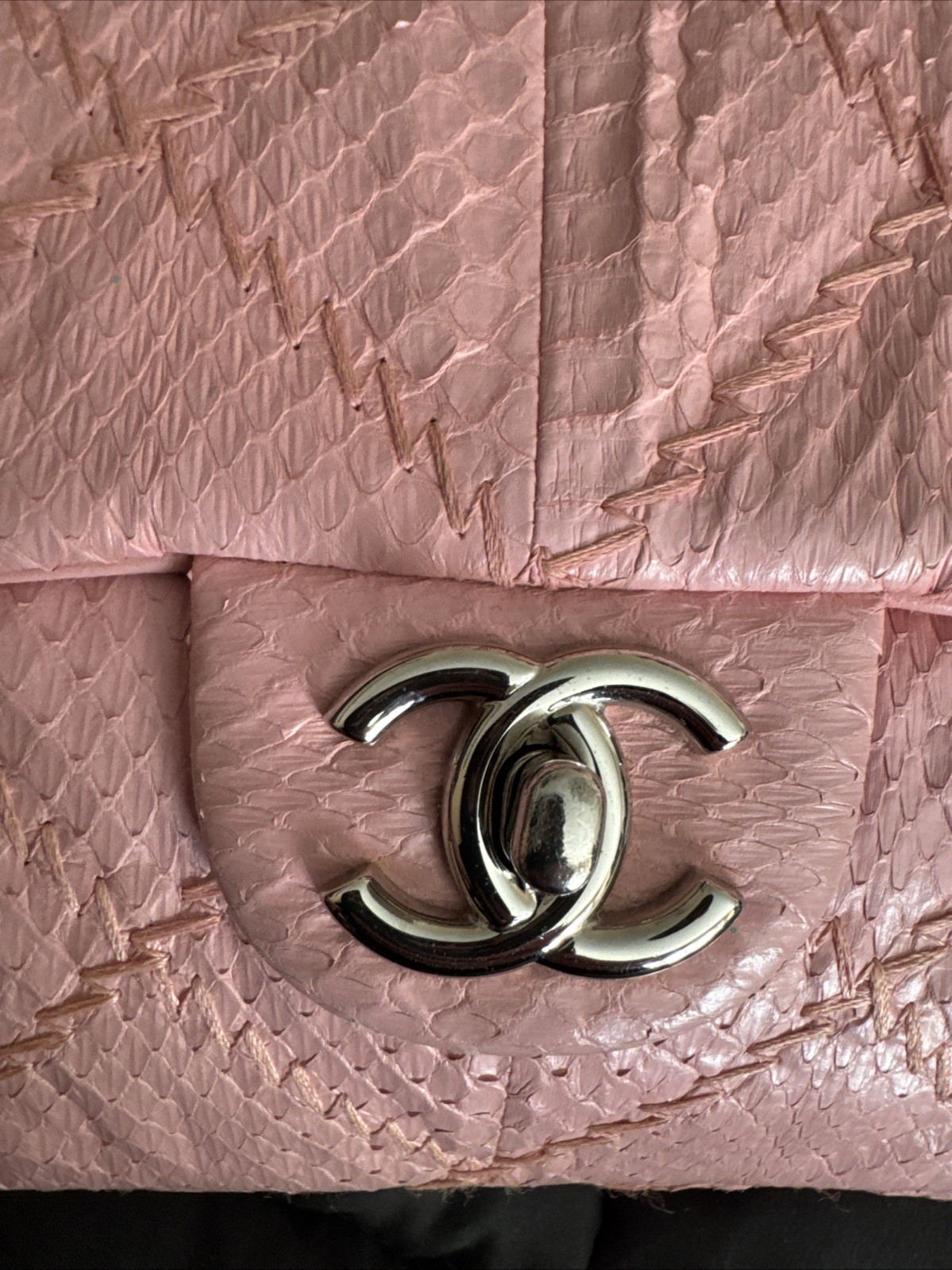 Chanel Bag Pink Python Single Flap Bag Silver Ton… - image 6