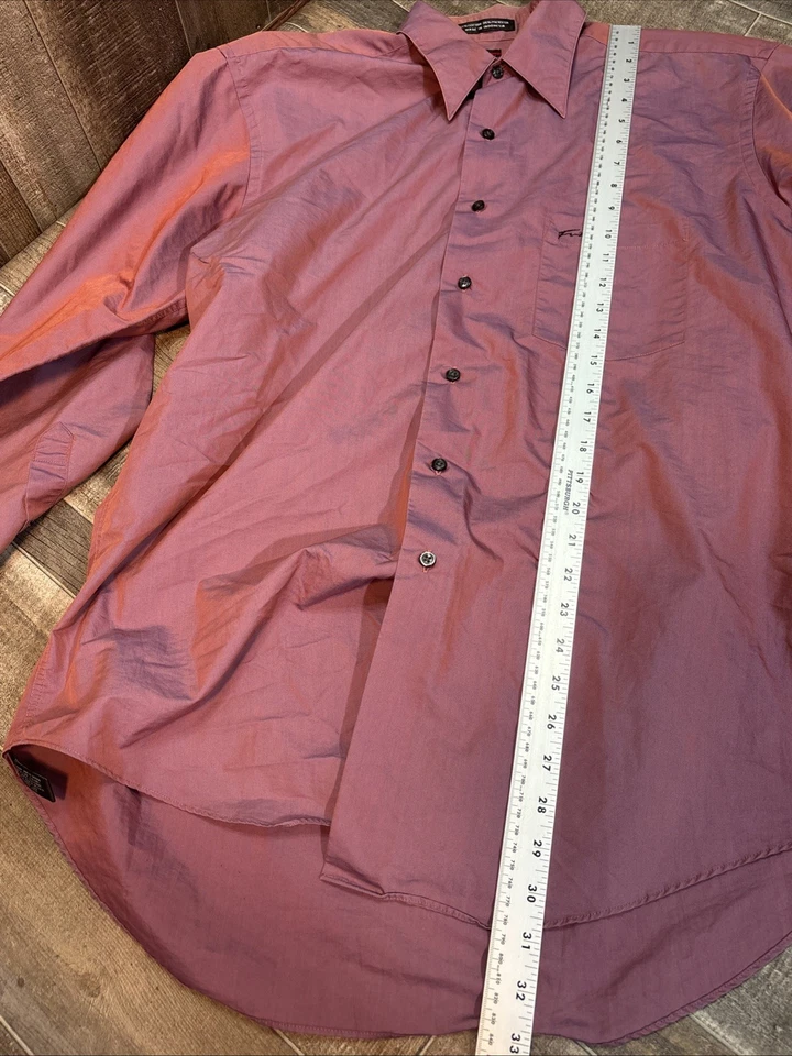 Camisa de vestir para hombre FUBU The Collection talla M 151/2 34/35 rosa botón delantero Foto 3 de 4