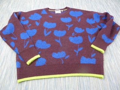 Scotch and Soda Pullover Damen Medium Burgund Blau Blumen Strick Rundhals