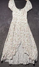 J For Justify Milkmaid Sz L Hi Low Floral Maxi Dress V-neck Cottagecore Boho