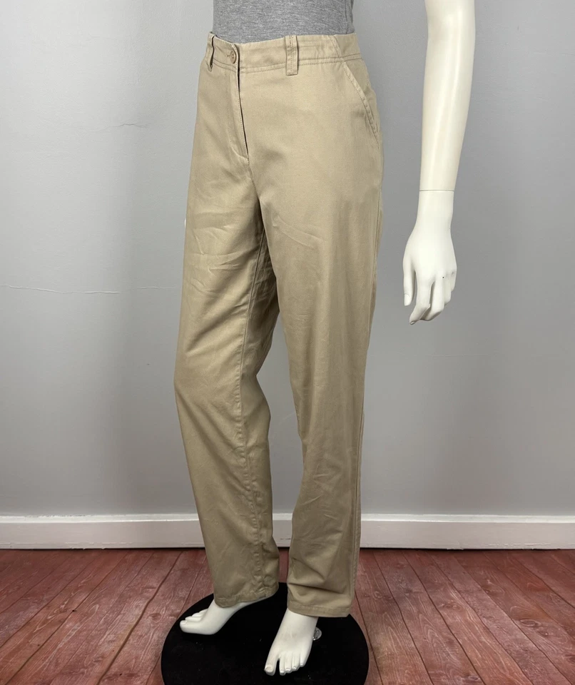 Pantalones chinos Urbane talla 12 pantalones pierna recta bolsillos beige algodón para mujer Foto 4 de 4