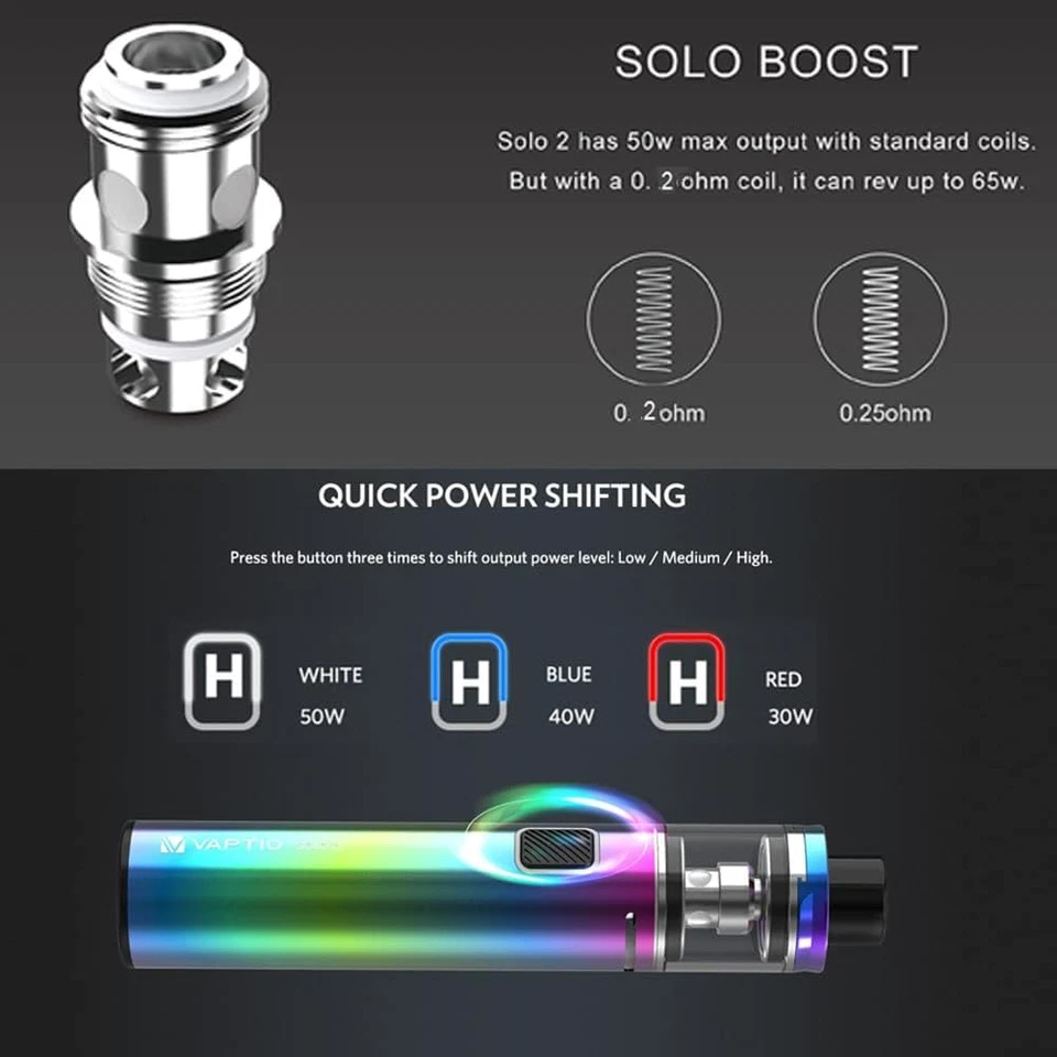 Solo 2 Kit Penna Vape 3000Mah 50W Potenza Tutto in Uno Sigaretta Elettronica Con - Immagine 2 di 4