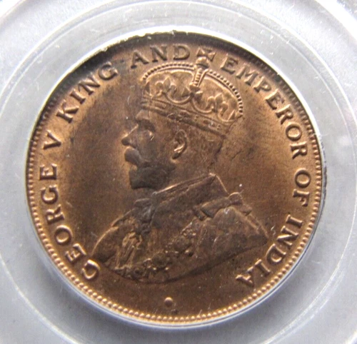 Hong Kong KM16 George V One Cent 1919-H NGC MS 64 RB.