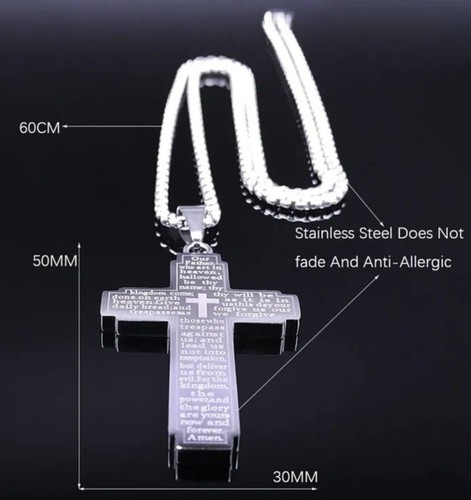 Cross Crucifix Prayer Pendant 60cm Necklace chain Christ Lord 25gram velvet bag - Picture 3 of 5