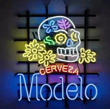 Modelo Especial Sugar Skull Cerveza Beer Neon Sign 24"x20" Lamp Light Garage LY