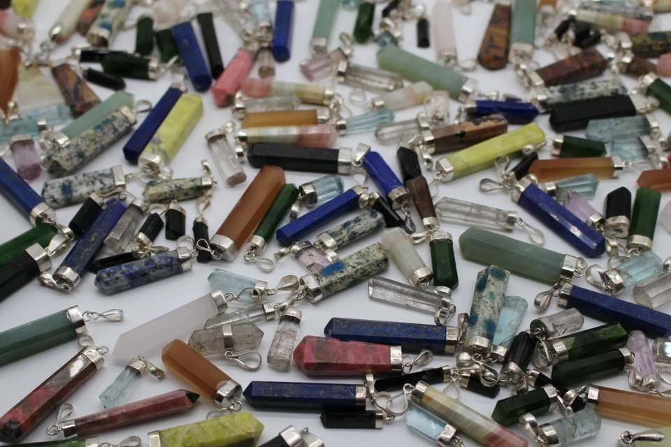 Ciondolo Pietra Preziose a Punta Perno Rimorchio IN Argento Naturali Heilstei - Immagine 2 di 4