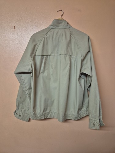 London Fog Bomber Jacket Stone Beige Short 90s Windbreaker Size 46 Long XL - Picture 2 of 6