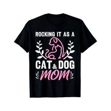 Cat and Dog Mom Pattern Letter Printed T-shirt, Comfortable  Daily Women's Top