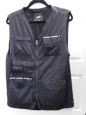 VANS OFF THE WALL BLACK WARF FISHERMAN ll UTILITY VEST JACKET size S
