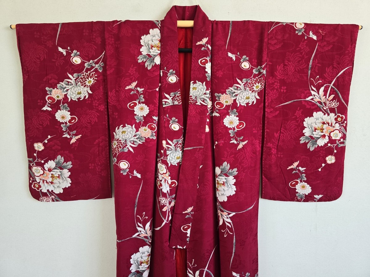 vintage silk kimono dressing gown DEAR VANILLA Authentic Traditional Japanese Tomesode Kimono for Women Vintage Silk Robe Made in Japan KMT-0077